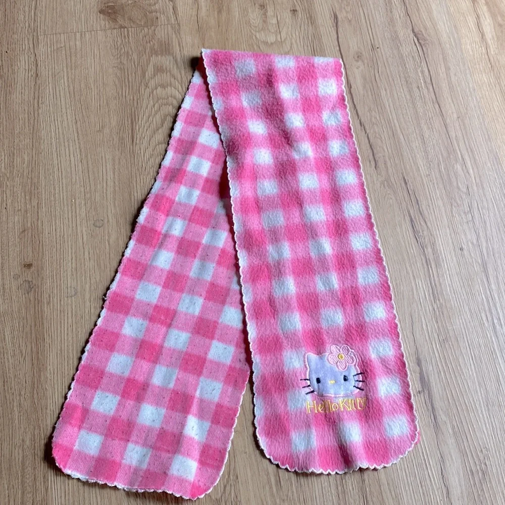Hello kitty mini pink white plaid scarf